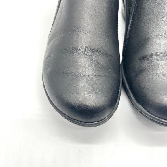 6.5W 6.5 WIDE WIDTH Clarks Black Leather Slip On Work Clogs Shoes - Picture 4 of 14